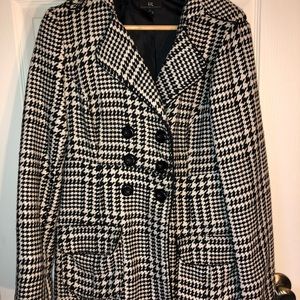 Price ⬇️ Houndstooth Wool Pea Coat w large buttons